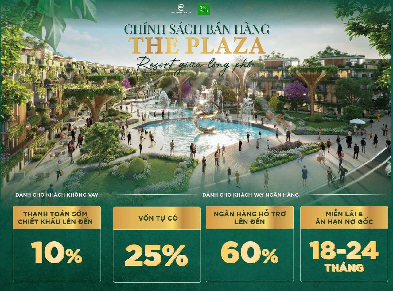 Chính sách bán hàng phân khu Plaza tại Ecopark Vinh