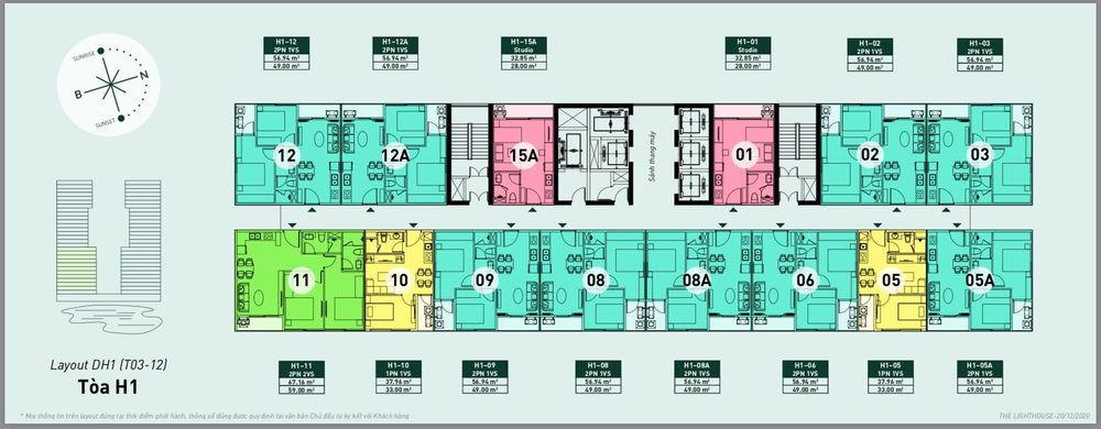 Mặt bằng chung cư Lighthouse Ecorivers Hải Dương - Tầng 3-12