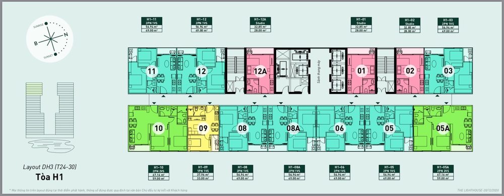 Mặt bằng chung cư Lighthouse Ecorivers Hải Dương - Tầng 24-30