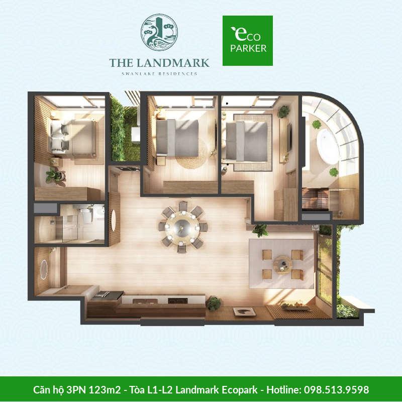 Căn hộ Landmark Onsen Ecopark - 3PN 2VS 123m2