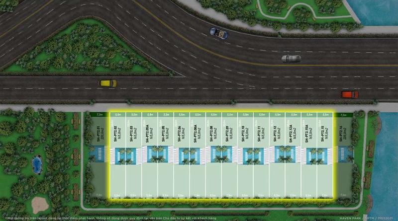 Mặt bằng phân lô nhà phố vườn Haven Park - căn điển hình