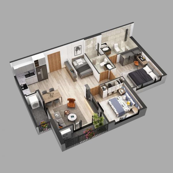 Căn hộ chung cư Sky Oasis Ecopark - 2PN+1 76m2