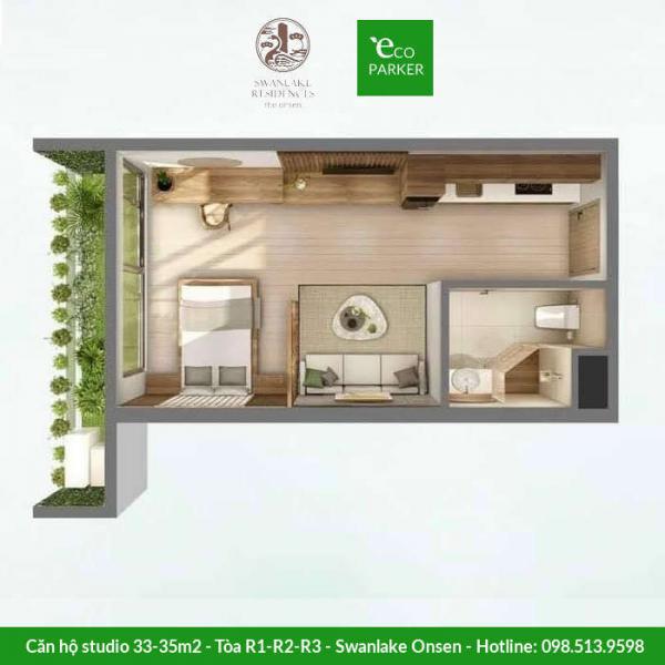 Căn hộ studio Swanlake Onsen - Tòa R1-R2-R3